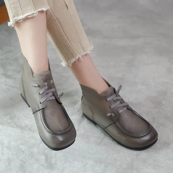 Alternative view of Women's Vintage Leather Martin Boots Soft Sole Elastic Shoes