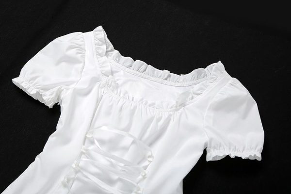 Fashion elegant bow white female mini dress summer party birthday festival cute sexy french romantic silk dress women - Hplify