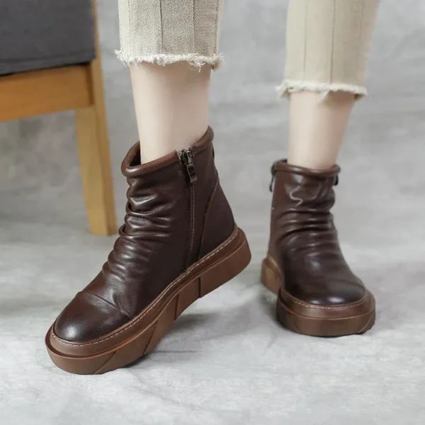 Women's Leather Martin Boots Cowhide Ankle Shoe Soft Leather Soft Sole