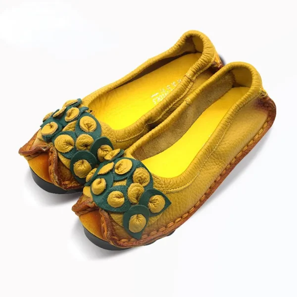 Leather Flats Shoes For Women Casual Female Flats Lady Round Toe Shoes