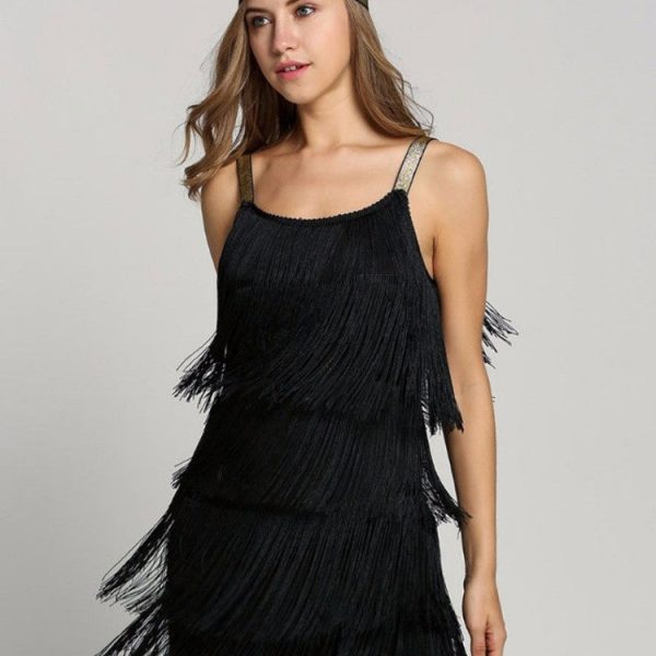 Women's Paneled Tassel Sleeveless Party Dress