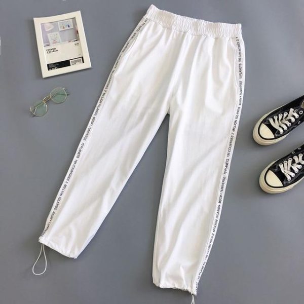 Autumn Hip Hop Black Casual Harem Pants Spring Unisex Sport BF Harajuku Pants Joggers Ribbon Women's Sports Pants - Hplify