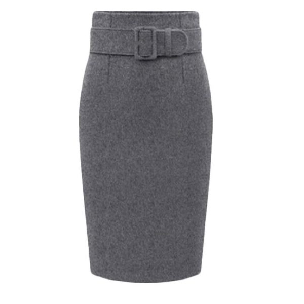 Autumn Winter Women Plus Size Thick Woolen Skirts Slim Belt Office Long Midi Skirt Step A-line Skirt Saias Longa Faldas Mujer - Hplify