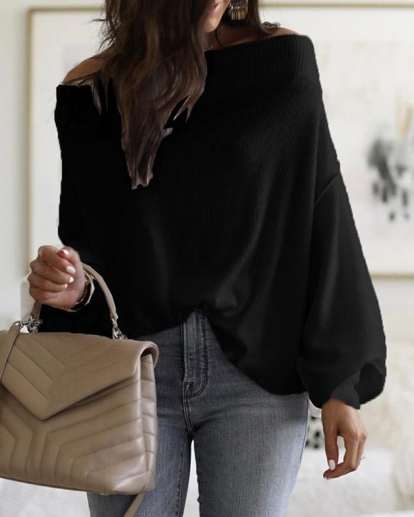 Batwing Sleeve Off Shoulder Long Sleeve T Shirt Women Solid Casual Loose Winter Tops Streetwear Spring Blusa Mujer - Hplify