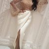Beaded Embellished Mesh Patchwork Slit Dress Women Long Sleeve Elegant Party Dress Sext Transparent Long Maxi Dresses - Hplify