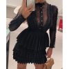 Bodycon Dress Women Long Sleeve Turtleneck-neck Black Lace Party Dress Elegant Layerd Design A-line Pleated Vestido Summer - Hplify