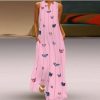 Butterfly long maxi dress women Summer Sleeveless front cutout boho beach dresses Casual loose sundress robe femme - Hplify