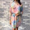 Butterfly print chiffon dress Summer long sleeve pleated women dress Casual colorful print short sundress vestidos mujer - Hplify
