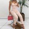 Buttom leg belted jumpsuit for women Spaghetti strap long jumpsuit pants womens rompers Summer bodycon overalls body mujer - Hplify