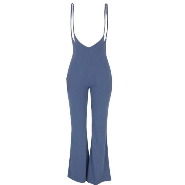 Casual Solid Jumpsuits Women Sexy Bodycon Jumpsuits Sleeveless Backless Solid Long Pants Rompers - Hplify