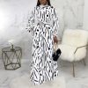 Casual Women Jumpsuit Wide Leg Pants Stand Neck Long Sleeve One Piece Jumpsuit Print High Waist Sashes Elegant Overalls - Hplify