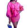 Crops Tops and Skinny Skirt Set Women Autumn 2019 Fashion Two Piece Set Party Outfits Front Bow Knot Tops Skirt Tracksuit - Hplify