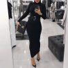 Fashion Autumn Women Turtleneck Long Sleeve Dress Solid Color Tight midi Dress Elegant slim fit high neck bodycon dresses - Hplify