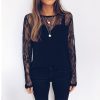 Fashion Casual Black Long Sleeve Mesh See Through Winter Women Blouse Sexy Tops Women Clothing Long Sleeve Shirt Women - Hplify