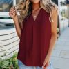 Fashion Casual Low Cut Solid Color Sleeveless Women Summer Tshirt Sexy Women Tank Tops Women Casual Women Office Wear Plus Size - Hplify