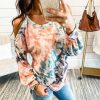 Fashion Casual Off Shoulder Halter Tie Dye Long Sleeve Women Blouse Sexy Off Shoulder Lantern Sleeve Women Tops - Hplify