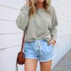 Fashion Casual Solid Color Round Neck Long Sleeve Women Blouse Casual Women Tops and Shirt Women Fall Clothing Women - Hplify