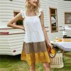 Fashion Casual Square Collar Ruffled Sleeveless Patchwork Loose Women Mini Dress Summer Dress Women - Hplify