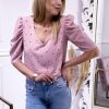Fashion Casual V Neck Polka Dot Slim Short Sleeve Women Blouse Casual Puff Sleeve Women Tops Summer Shirt Women - Hplify