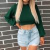 Fashion Fall Clothing Round Neck Solid Color Long Sleeve Women Crop Tops Long Sleeve Women Tops and Shirt Women Blouse - Hplify
