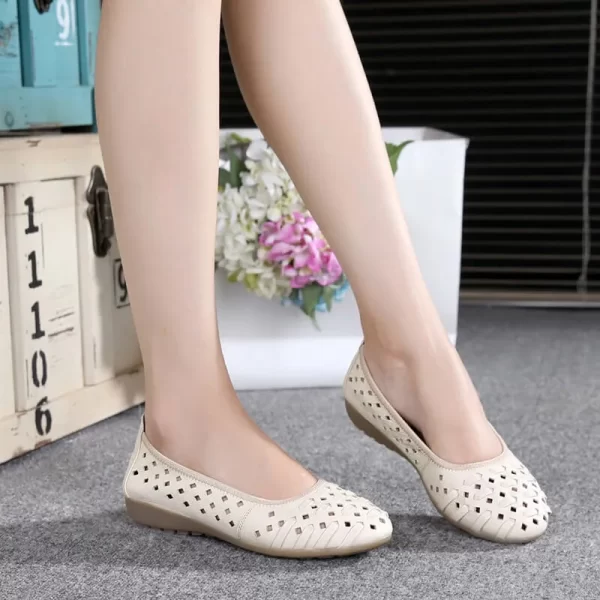 Alternative view of Fashion Genuine Leather Casual Loafers Shoes Women Sandals Summer Shoes Flats with Hollow Out Size 35-43