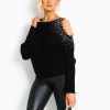Fashion Sexy Tops and Shirt Solid Color Beading Off Shoulder Hollow Out Long Sleeve Women Blouse  Women Clothing - Hplify