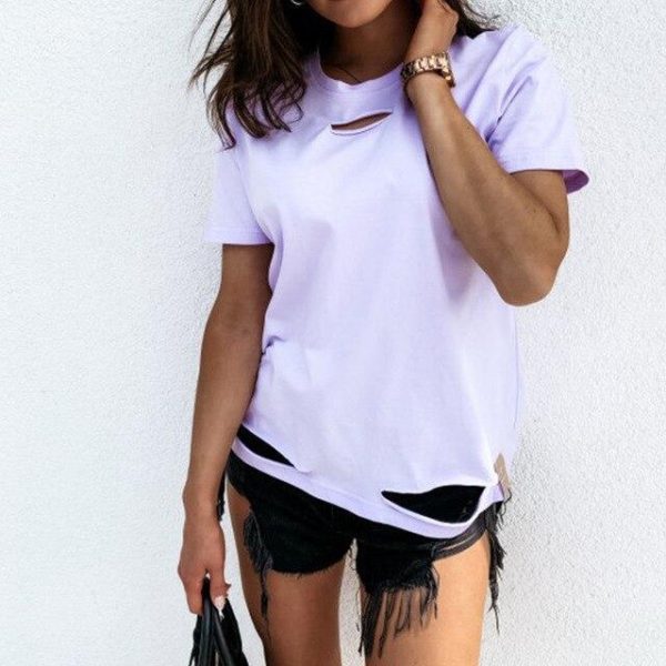 Fashion Solid Color Hollow Out Roun Neck Women Blouse Short Sleeve Women Blouse Summer Sexy Tops and Shirt - Hplify