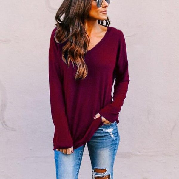 Fashion Women O-neck T Women Casual Backless Long Sleeve Blouse Sexy Tops and Shirt Long Sleeve Women Shirt - Hplify