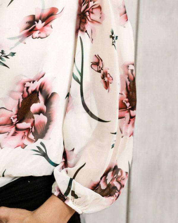 Floral Print Deep V-Neck Bodysuit Women Long Sleeve Blouse Sexy Bodysuit Spring Casual Body Mujer - Hplify