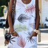 Flower print sleeveless women dress Summer casual mini beach dress with pocket Straight dresses female vestido festa - Hplify