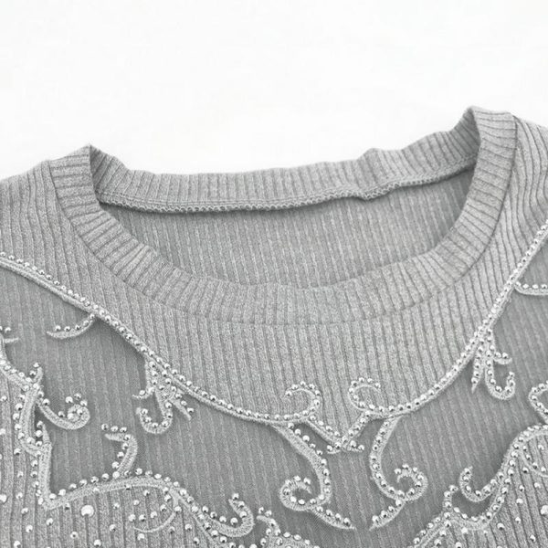 Front Transparent O Neck Bodycon Dress Women Solid Navy Grey Long Sleeve Dress Autumn Flower Crochet Party Dresses - Hplify