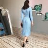 Women Knitted Long Dress Autumn Winter Slim Sleeve Ladies Dresses - Hplify