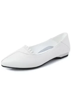 Genuine Leather Flat Shoes Woman Loafers Cowhide Flexible Spring Casual Shoes Women Flats Women Work Shoes Big Size