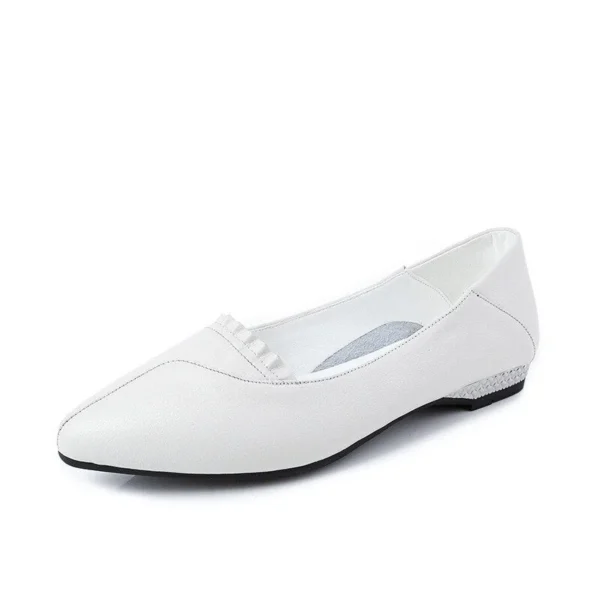 Genuine Leather Flat Shoes Woman Loafers Cowhide Flexible Spring Casual Shoes Women Flats Women Work Shoes Big Size