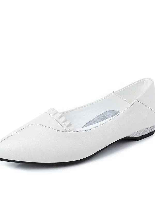 Genuine Leather Flat Shoes Woman Loafers Cowhide Flexible Spring Casual Shoes Women Flats Women Work Shoes Big Size