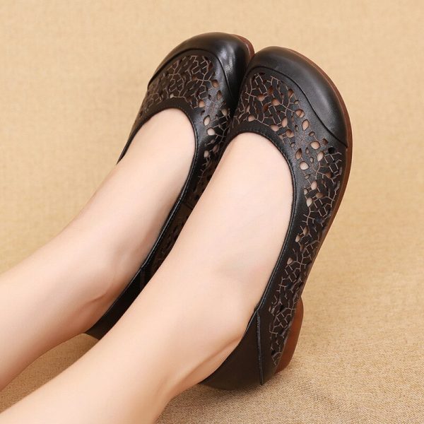Alternative view of Hollow Moccasins For Women Genuine Leather Flats Breathable Loafers Shoes Women's Soft Casual Flat Shoes Wide