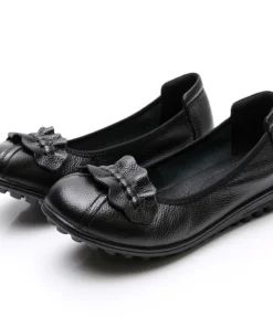 Fashion shoes Women Flats Round Toe Genuine Leather Women's shoes Flat Casual Shoes Woman Large Size