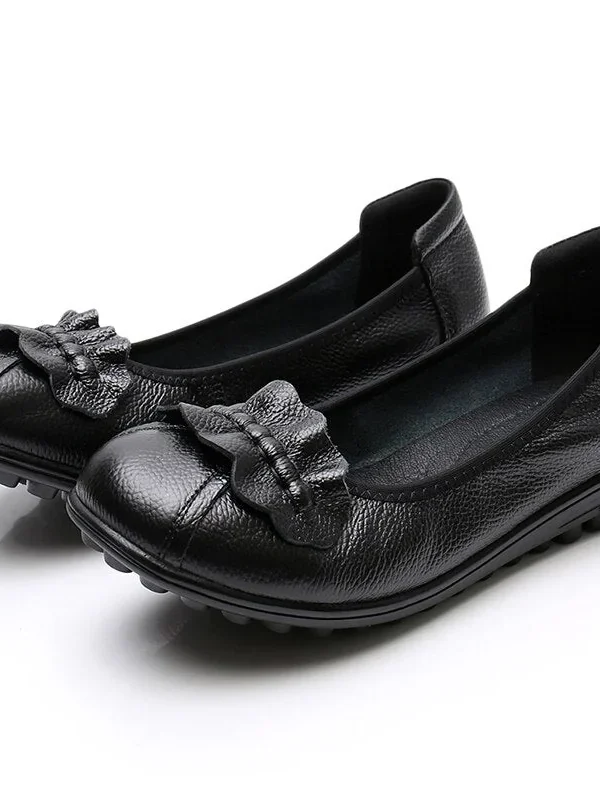 Fashion shoes Women Flats Round Toe Genuine Leather Women's shoes Flat Casual Shoes Woman Large Size