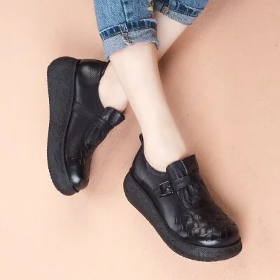 Flat Platform Woman Shoe Handmade Genuine Leather Flats Soft Comfortable Shoes for Women Ladies Shoes
