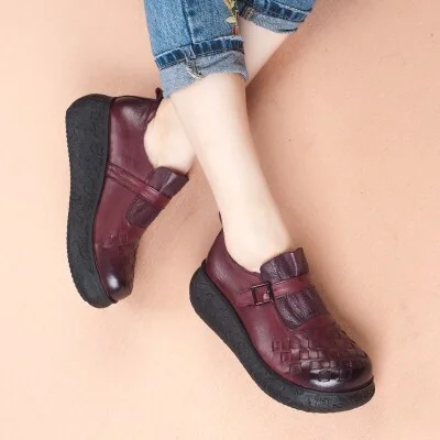 Alternative view of Flat Platform Woman Shoe Handmade Genuine Leather Flats Soft Comfortable Shoes for Women Ladies Shoes