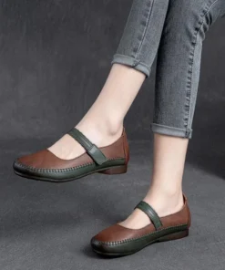 Flats Women Shoes Mixed Colors Genuine Leather Spring Autumn Hook Loop Concise Casual Handmade Ladies Shoes
