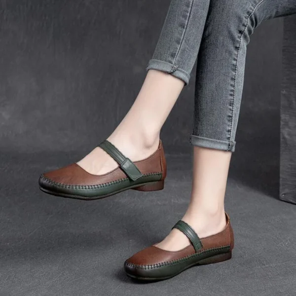 Flats Women Shoes Mixed Colors Genuine Leather Spring Autumn Hook Loop Concise Casual Handmade Ladies Shoes