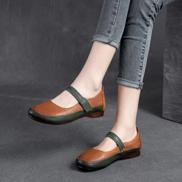 Alternative view of Flats Women Shoes Mixed Colors Genuine Leather Spring Autumn Hook Loop Concise Casual Handmade Ladies Shoes