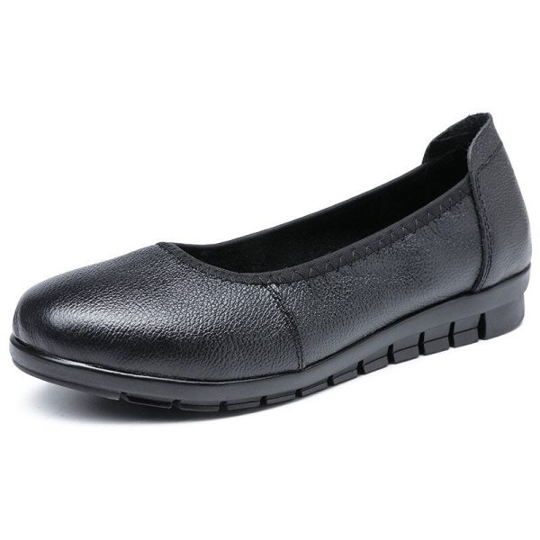 Plus Size 41/42 Female Flats Genuine Leather Shoes Mom Loafers Casual Shoes Women Loafers Slip On Shoes For Woman Black