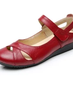 Breathable Genuine Leather Sandals Women Soft Comfort Flats Mary Janes