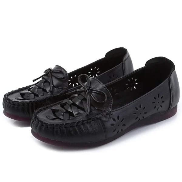 Women Genuine Leather Flat Shoes Hollow Out Loafers Women Sandal