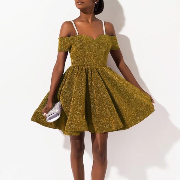 Glittering A-line Party Dress Women Shiny Mini Dress Sparkle Slim Strap Short Cocktail Dresses Summer Vestidos - Hplify