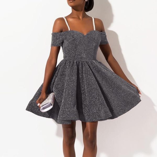 Glittering A-line Party Dress Women Shiny Mini Dress Sparkle Slim Strap Short Cocktail Dresses Summer Vestidos - Hplify