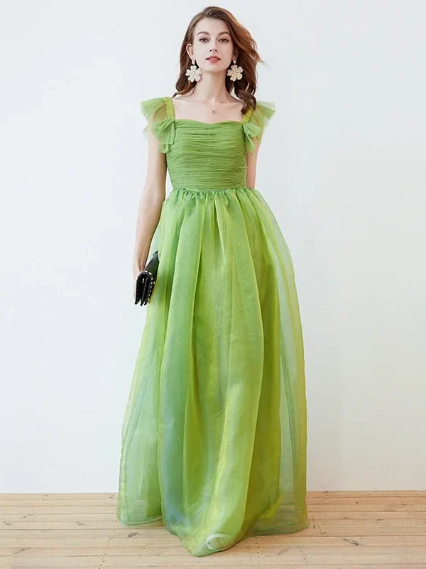 Women's Runway Dresses Spaghetti Straps Ruffles Bow Detaiing Ruched Bodice Elegant Long Party Prom