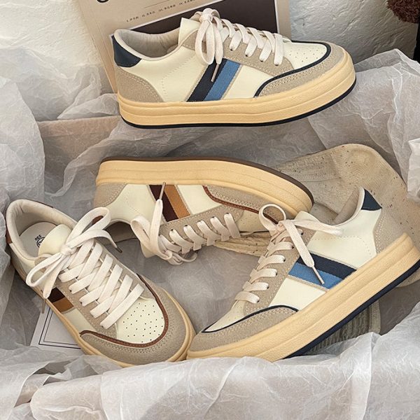 Alternative view of Shoes For Women Spring  New Fashion Mixed-Color Breathable Sneakers Retro Preppy Style High Quality Women's Vulcanize Shoes
